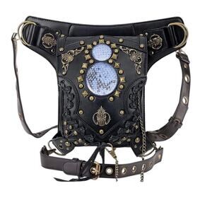Leather Gothic Steampunk Crossbody Shoulder Waist bag